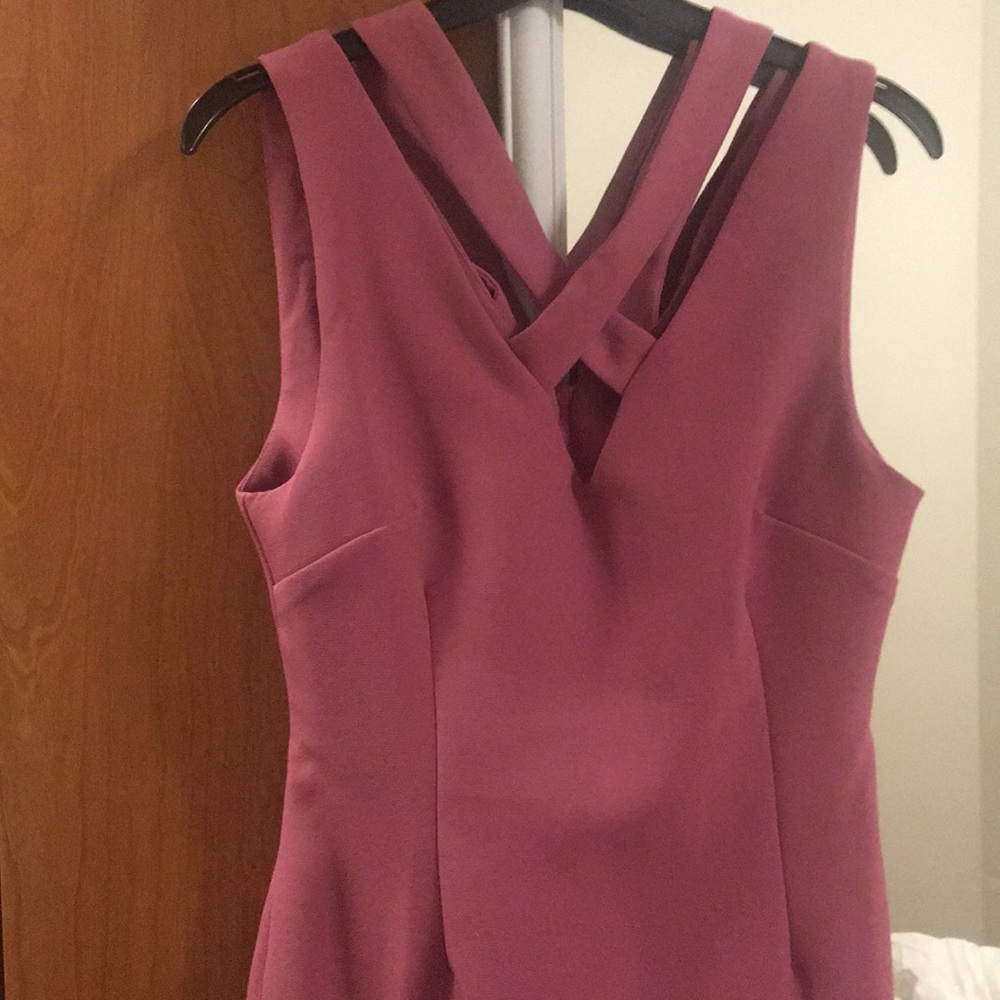 Beautiful Alesha cross strap purple midi-dress